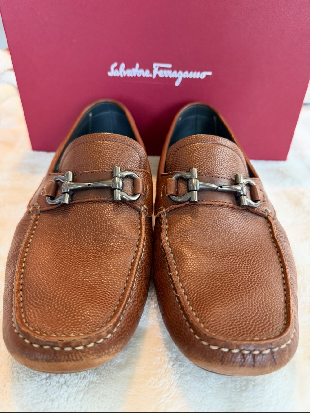 Salvatore Ferragamo Tan Leather Horsebit Loafers